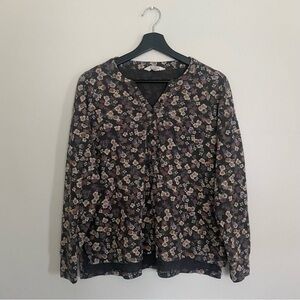 Lucky Brand Women’s Purple, Cream and Black Floral Long-Sleeve Shirt